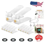Clear Shoe Rack Holder: Adjustable and Anti-Slip Design, 12 Pack for Easy Access