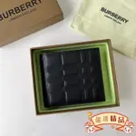 二手 BURBERRY（博柏利）格紋壓花 皮革 雙折錢包 皮夾 8卡 短夾/長夾/手拿包80493141