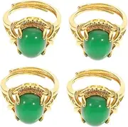 [WRITWAA] 4 Pcs Mothers Day Adjustable Jade Gemstone Ring Moonstone Engagement Ring Fashionable Open Ring for Women