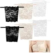 [Lechisenop] 6 Pcs Modesty Panels for Low Cut Tops Cleavage Cover Up for Dresses Lace Insert for Low Cut Dress Privacy Invisible Lady Lace Clip-on Mock Camisole Bra Women's Vests Lace Top, Black, white, skin color
