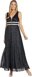 [R&M Richards] Long Elegant Crinkle Dress W/Double Rhinestone Waistband