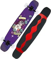 Sports Longboard Skateboard, Chrome Steel High Speed Bearing 46" 8-Layer A-Level Maple Purple Little Witch Pattern Dance Board Suitable for Beginners Adults Men Women