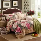Bedding Set Queen King Size Floral Print Duvet Cover Bed Sheet Set Pillowcase