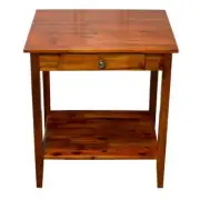 Unbranded End Table 22" x 20" x 18" Solid Acacia Wood Mahogany w/ Bottom Shelf