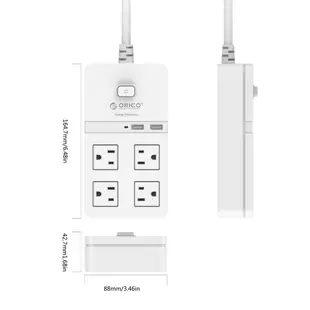 ORICO 美國插頭電源板帶 4 個 AC 插座 1.5M 延長線電源插座適用於家庭辦公室白色電源板（SPT-S4）
