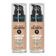 Revlon ColorStay Longwear Makeup Normal/Dry Skin SPF20 30ml 200 NUDE - 2 pack