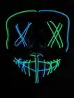Light up Halloween Mask Purge EL Wire LED Glow X Eyes Mask Blue Green