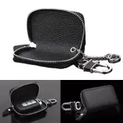1pc Leather Car Key Holder Protector Cover Remote Key Fob Chain Bag Zipper Case
