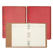 B5 Refillable Leather Notebook, 2Pcs 9 Ring Hardcover Binder Notebook, Red