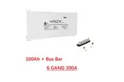 VoltX 12V 100Ah Blade Lithium Battery + Bus Bar M8 Power Distribution Terminal Block (6 GANG 300A Black)