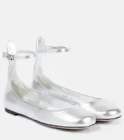 [Valentino Garavani] Valentino Garavani Tan-Go metallic leather ballet flats AU 8 silver