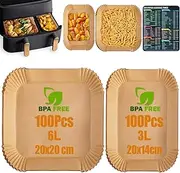 [Anhow] Pack of 200 Baking Paper for Philips Airfryer Dual Basket 3000 Series, Hot Air Fryer Baking Paper Square for Philips 5000 Series, Tefal Easy Fry EY905D 5.2/3.1 L, Moulinex 8.3 L, Cecotec 5.5/3.5