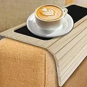 Sofa Arm Table Tray, Wood Sofa Arm Tray, Sofa Side Tray Table, Waterproof Wood Couch Arm Tray, No Assembly Couch Arm Table, Multifunctional Chair Armrest Table for Eating, Drinks, Snacks