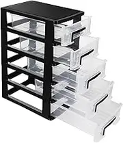 VALICLUD Multifunctional Five Layer Plastic Storage Box Organizer for Sundries Portable Drawer Type Closet Cabinet Height for Office Study and Living Use