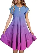 Long Christmas Dress Girls Layer Sleeve Flowy A Line Casual Gradient Midi Dresses for 615 Years Sleeveless Floral Dress