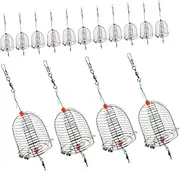 FOYTOKI 15pcs Outdoor Fishing Bait Cage Carp Fishing Bait Trap Cages Lure Basket Feeder Holders Fishing Lure Bait Cage Lure Cages Bait Traps for Fishing Stainless Steel Silver