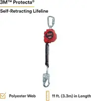3M Protecta Rebel 3100426 Self Retracting Lifeline, Steel Swivel Snap Hook 11'
