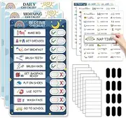 CustomMaster 3 in 1 Bedtime/Morning/Daily Routine Chart for Kids, Magnetic Chore Chart for Kids, Visual Schedule for Kids Toddlers Schedule Board for Home