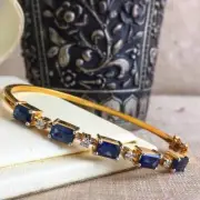 Women's Bracelet Simulated Blue Sapphire 8*6mm Emerald Cut Sterling Silver925