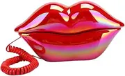 HOMSFOU Decorative Landline Phone Unique Corded Dial Phone Ornament for Home Office Creative Red Lip Shaped Crafts Clear Sound Quality Stylish Decor
