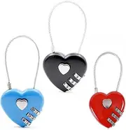 [BOLNEY] Combination Locks, 3Pcs Wire Rope Heart Shape Love Lock, Digital Combination Lock Password Luggage Lock,3-Digit Code Combination Heart Padlock,3 Digit Combination Padlock Love Heart Lock Padlock