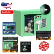 Personal Money Lock Box with Fireproof Bag & Intelligent Sensor Light - Green