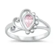 Baby Sterling Silver Ring Pear Shape Colored Center