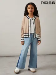 Reiss Camel Claire Merino-Blend Varsity Cardigan With Cashmere (AW3613) | $80