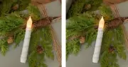 6.5" White Flair Tip Hanging Taper Candle Set of 2 Battery with Timer