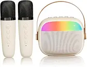 COSMEVIVI Dual Microphone Singing Speaker with Led Lights Portable Karaoke Machine for Kids Adults Mini Karaoke Set