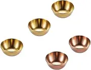 KBNIAN 5 Pcs Stainless Steel Dip Bowl,Mini Round Seasoning Dishes Sushi Dpping Bowls Round Spice Bowls Mini Appetizer Plates Sauce Dish for Appetizer, Side Dish, French Fries, Ketchup (3.2Inch)