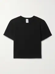 [RE/DONE] RE/DONE - + Hanes Micro Cropped Cotton-jersey T-shirt - Black - medium medium Black