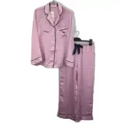 Peter Alexander Pink Satin Long Sleeve Pyjama Set MONOGRAMMED 'Paige' Ladies ...