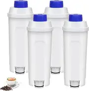 4 Packs DLSC002 Coffee Machine Filters Replacement for DeLonghi Coffee Machines, Water Filter Cartridges Activated Carbon Softener, Compatible with ECAM, ESAM, ETAM, BCO, EC Series