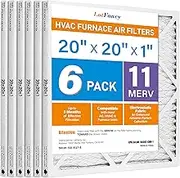 LotFancy 20x20x1 Air Filter,6 Pack,MERV11 Pleated Furnace Air Filters Replacement for HVAC (Actual Size: 19.75"x19.75"x0.75")