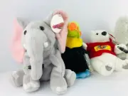 Coca Cola Plush Set 1998 Poodle Toucan Elephant Polar Bear Lion Set of 5