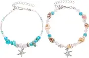 LIFKOME 2pcs Bracelet Anklet Beaded Bracelets Shell Anklet Trendy Bracelets for Women Girl Bracelets Charm Bracelets Women Bracelets Seashell Bracelet Jewelry Bracelets Anklets Small Conch