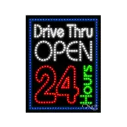 NEW “DRIVE THRU OPEN 24 HOURS" 26X20 SOLID/ANIMATED LED SIGN W/OPTIONS 20322