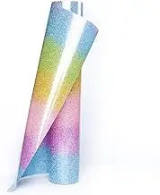 TransWonder Glitter Heat Transfer Vinyl - 12in x 5ft Glitter Iron on Vinyl HTV Vinyl for Cricut T Shirts (Rainbow)