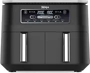 [NINJA] Foodi Dual Zone Digital Air Fryer, 2 Drawers, 7.6L, 6-in-1, Uses No Oil, Air Fry, Max Crisp, Roast, Bake, Reheat, Dehydrate, Cooks 4-6 Portions, Non-Stick, Dishwasher Safe Baskets, Black AF300UK
