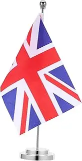 SHOWERORO Sleek Uk Mini Flag Stand for Table Decor Home Office Party British Flag Design International Event