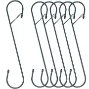 6Pcs S Hooks Hanging 12 inch Heavy Duty Large S Hooks with Safety Buckle, Lon...