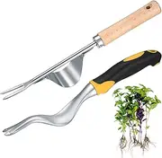 TOOINKCV 2 Pcs Hand Weed Puller Tool, Manual Weeder Tool, Hand Weeder Dandelion Remover Tool, Y-shaped Stainless Steel Dandelion Weeder Fork Root Weeding Tools for Garden Patio Lawn