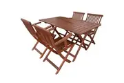 Island Rectangular Outdoor Folding Table and Armchairs Setting 5pc