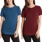 Danskin Women Tulip Hem Tunic Short Sleeve Tee Deep Teal & Garnet Size S- 2 PACK