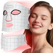 Facego Red Light Mask for Face and Neck - Facial Skin Care Device, Portable, Lightweight, Rechargeable and Ergonomic Design for Home (White)