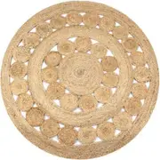 Area Rug Braided Design Jute 120 cm Round