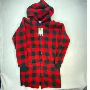 NWT Chubbies Lumberjack Pajama Buffalo Plaid Fleece Hooded Romper Medium