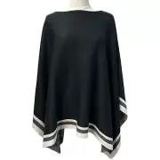 Ann Taylor Crew Neck Black One Size poncho New mob wife luxury winter classy