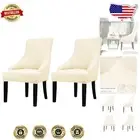 Velvet Stretch Wingback Chair Cover - 01 T-Shaped Twill Cream, Machine Washable